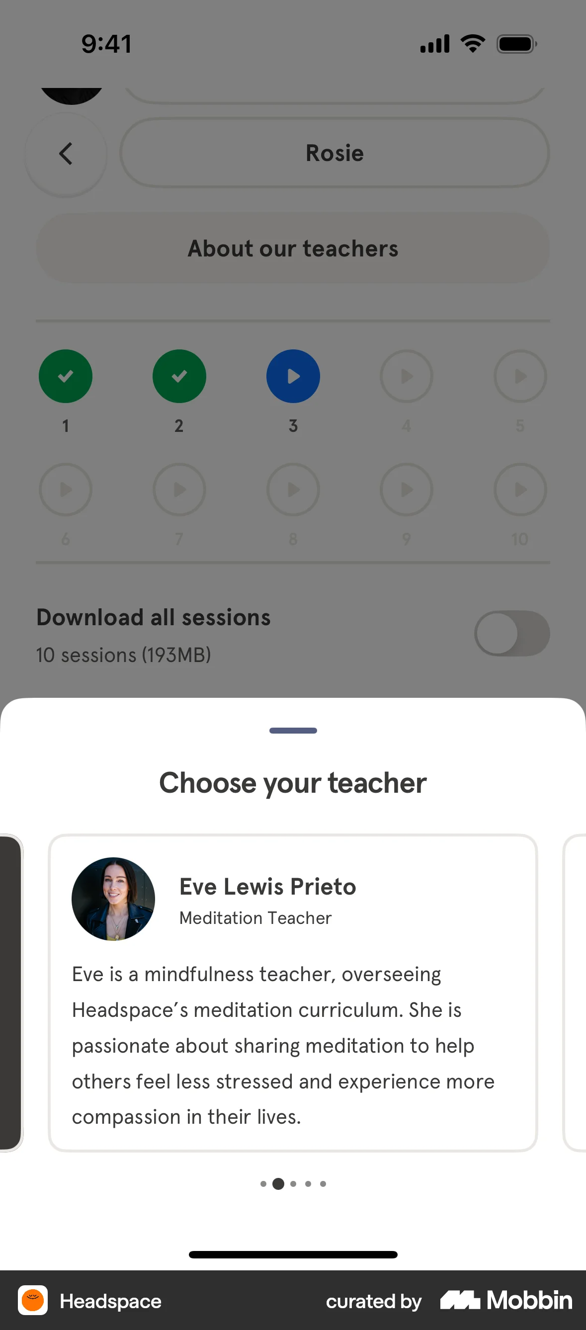 Headspace iOS — learning flow